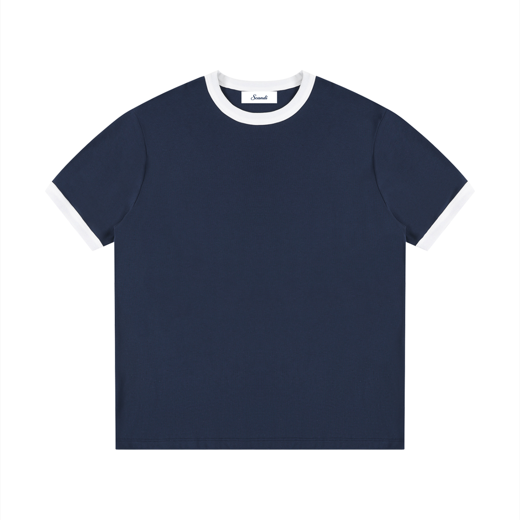 Contrast Edge Ribbed Crewneck T-Shirt
