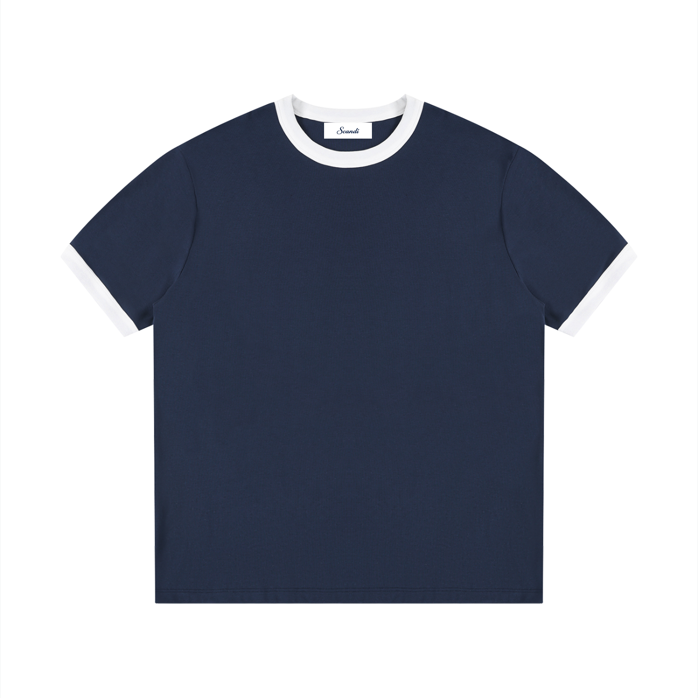 Contrast Edge Ribbed Crewneck T-Shirt