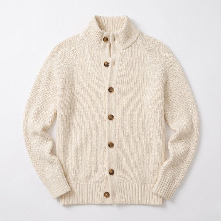 Stickad kofta - Elegant med brun svarta knappar