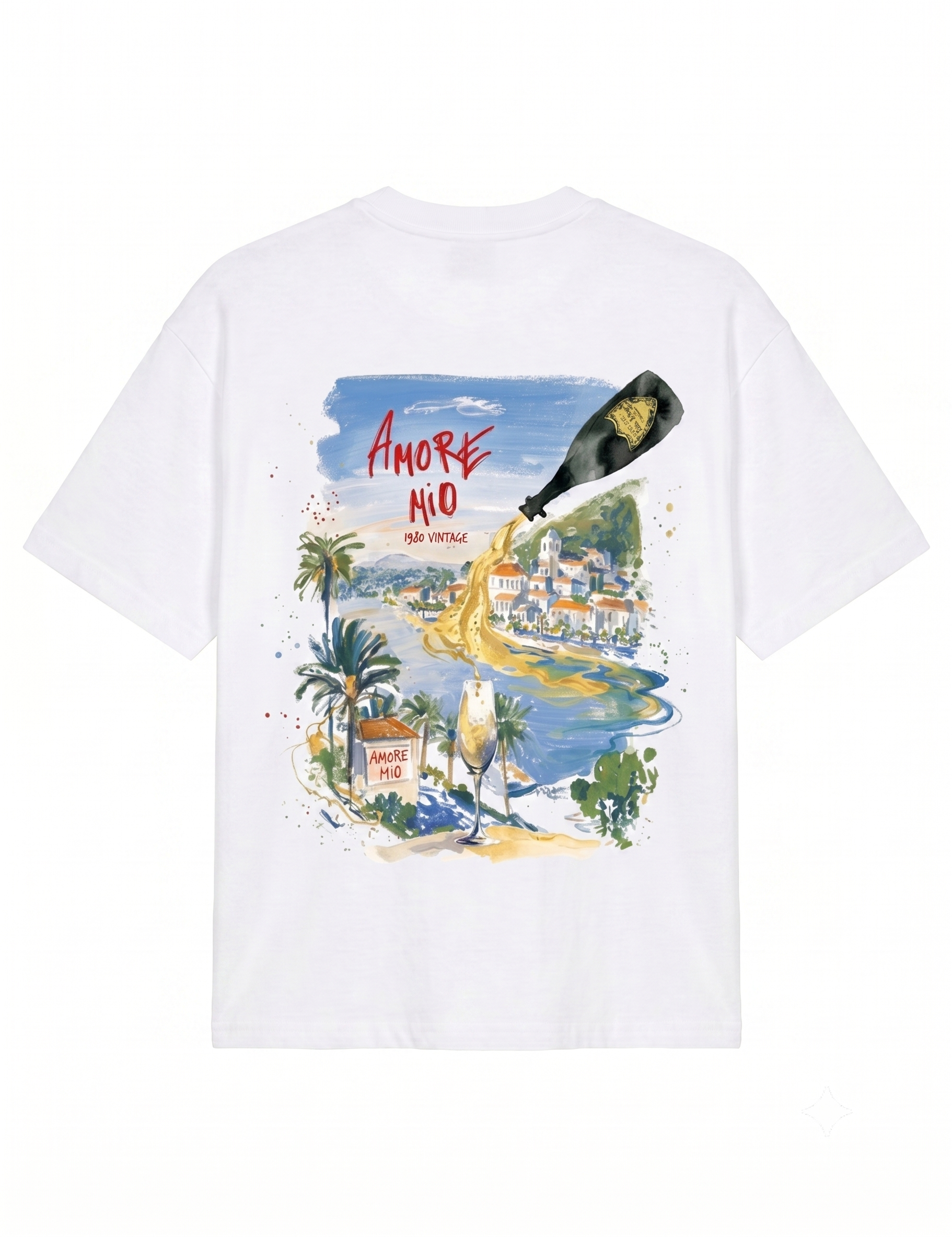 Tropical Coastal Graphic 'AMORE MIO' T‑Shirt