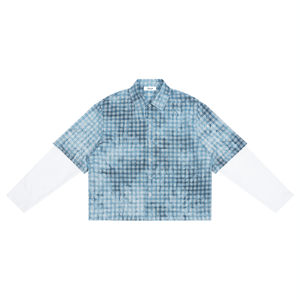 Unisex Vintage Wash Plaid Short Sleeve Shirt
